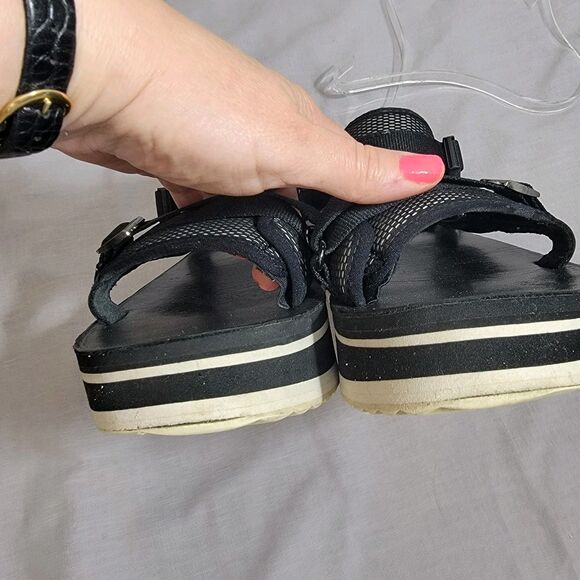 TEVA‎ FLATFORM UNIVERSAL LUXE BLACK BUCKLE SANDALS PLATFORM Women's SIZE 9 - Picture 4 of 16